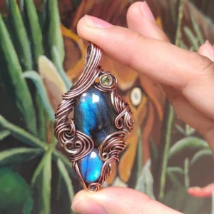 Heavy Wire-Wrapped Labradorite Pendant